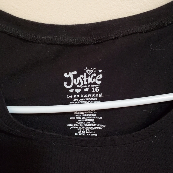 ❤ Justice short sleeve black shirt size 16 - Picture 2 of 3